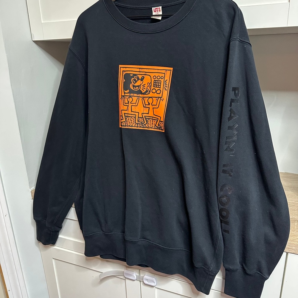 Uniqlo UT Mickey Mouse Keith Haring Sweatshirt XL Black Graphic Crewneck Disney